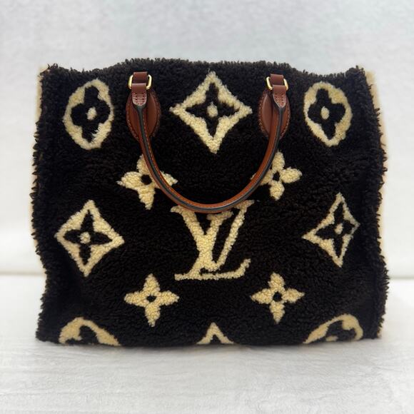 Louis Vuitton Monogram Teddy On The Go GM Tote Bag Dark Brown/Cream Shearling - Picture 2 of 16